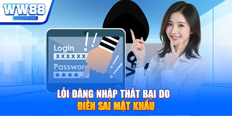 Lỗi đăng nhập thất bại do điền sai mật khẩu
