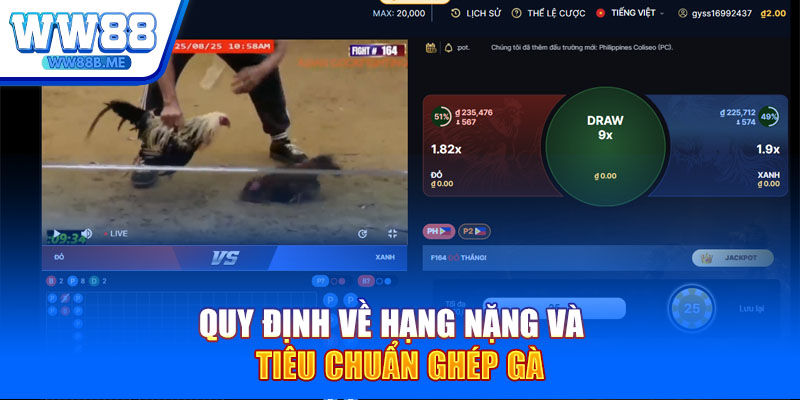 Quy định về hạng nặng và tiêu chuẩn ghép gà